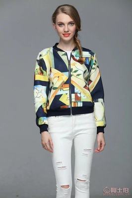 【廠家直銷2016秋冬爆款歐美印花棒球服外套女裝批發(fā)Y12】常熟市服裝城悅衣服飾商行 - 產(chǎn)品庫(kù)