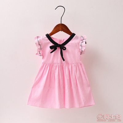 【外貿(mào)2017新款女童連衣裙飛袖童裙純色棉麻蝴蝶結(jié)公主裙廠家直銷】南潯浩仔服飾商店 - 產(chǎn)品庫(kù)